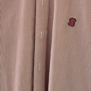 Brooks Brothers, Small, Burgundy Striped (NC State College Logo)